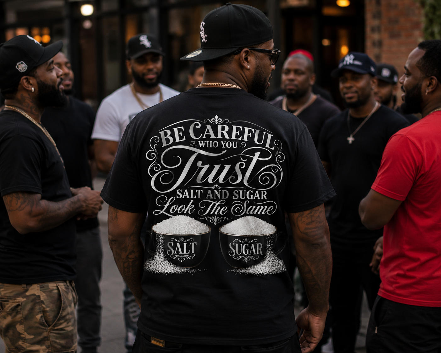 Be Careful Who You Trust Salt and Sugar Look the Same Graphic Tee mockup